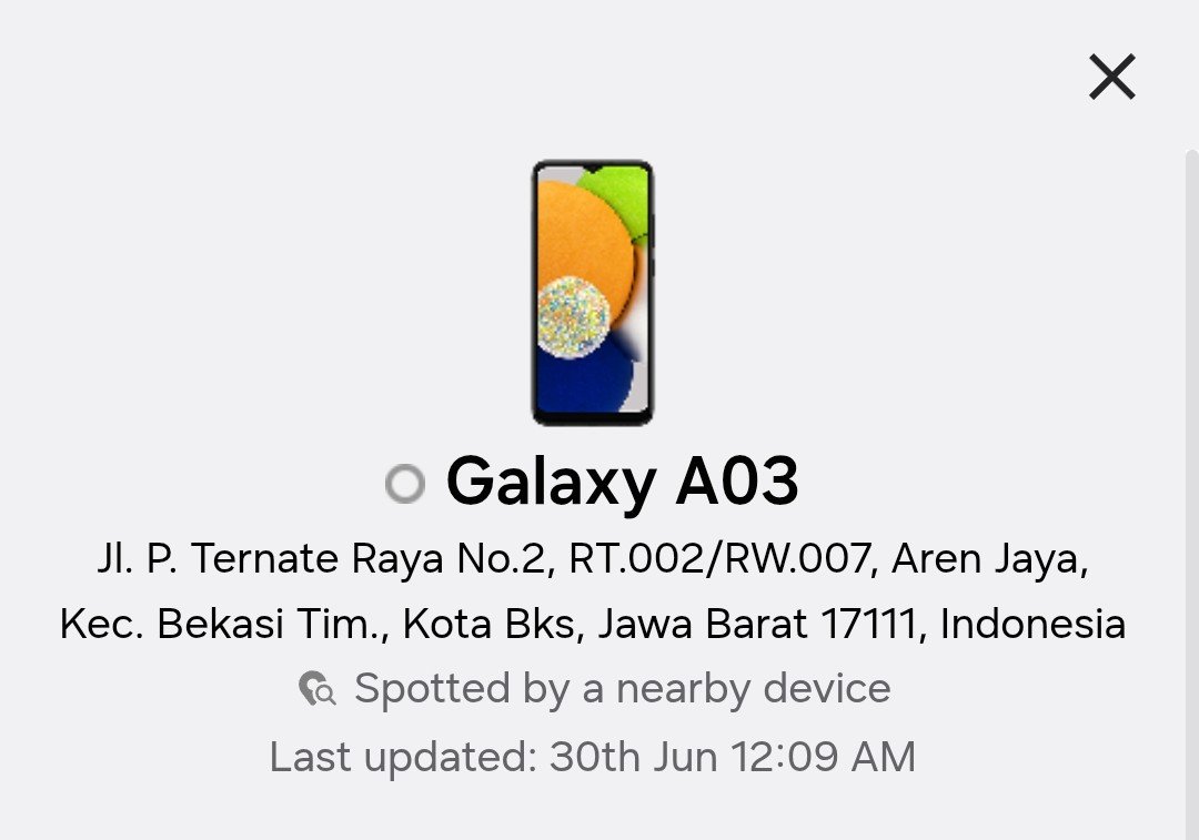 a3gns's tweet photo. ⚠️ HP HILANG ⚠️
X, please do your magic. adek aku kehilangan hp nya pas ke prj tanggal 29 juni 2026, dan baru sadar pas udah dirumah. hp nya merek samsung A03 warna hitam. 

‼️ warga bekasi pls butuh bantuan kalian ‼️, karena terakhir aku lacak lokasinya ada di foto dibawah ini https://t.co/fBV1D68CXs