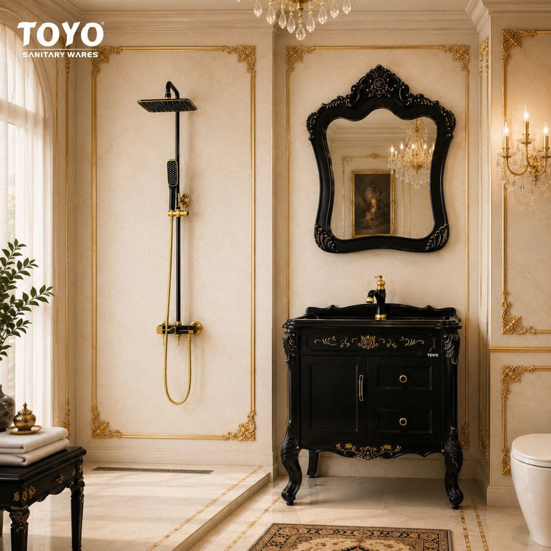 ToyoSanitary's tweet photo. Every detail speaks luxury. 🖤✨
Redefine your bathing space with TOYO’s premium vanity and shower collection, where classic elegance meets modern functionality.
#Toyo #ToyoIndia #ToyoSanitaryWares #BlackShower #BlackVanity https://t.co/ejc2Xj0rUk