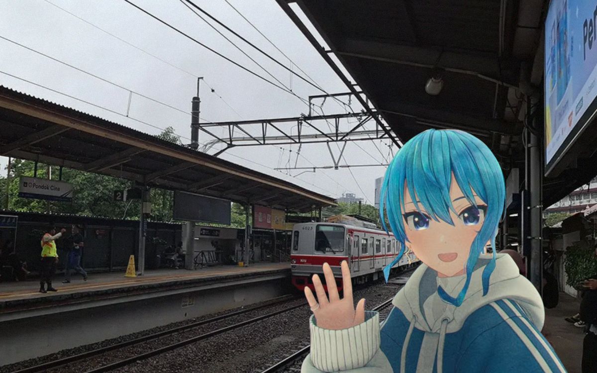 able98able98's tweet photo. Suisei mendadak jadi WNI tapi puji syukur Suisei lulus ujian SIMAK dan sekarang hari pertama di UI ges. Tadi  berangkat bareng  sama gw teris fotoin dia turun di Stasiun Pondok Cina ges 

#星街すいせい #HoshimachiSuisei

PS: template in reply 
PPS: I spent way too long doing this https://t.co/zSzESdM3Hy