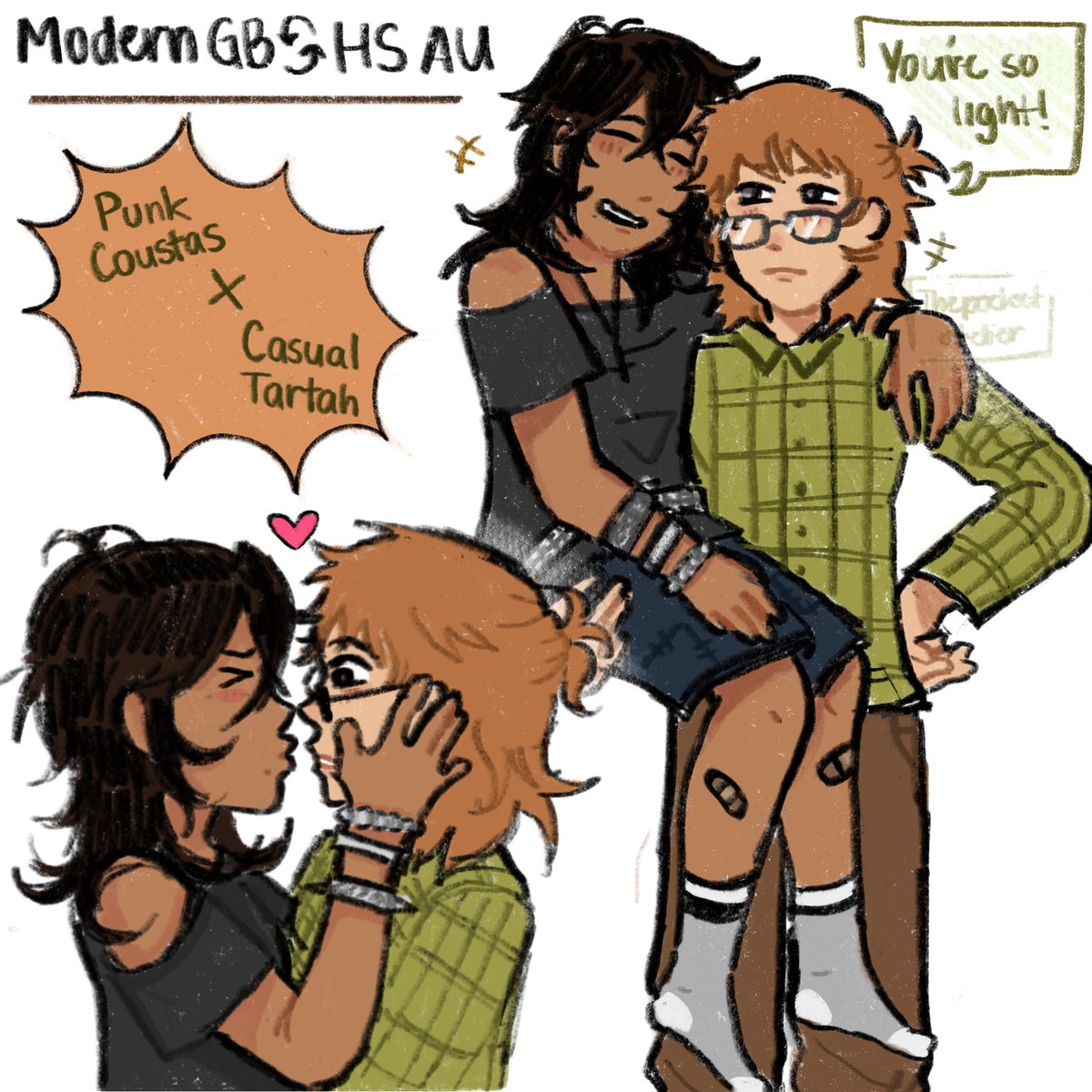 Apocketatelier's tweet photo. Modern Genderbend AU Coustas x Tartah!? This must be heaven #fannart #witchhatatelier #custah #wha #coustasxtartah #modernau https://t.co/9nsUoO9wjQ