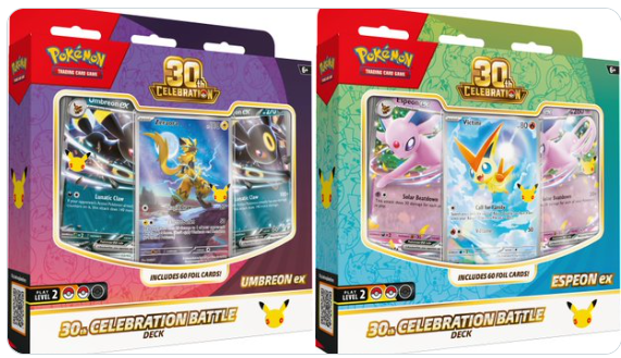 iamapokeMOM's tweet photo. Pokemon 30th anniversary battle decks (Pair, one of each) PRE-ORDER October 30th #ad (01:55:58.007 PM EST)

https://t.co/CFamDkiNGb https://t.co/mfQd3IYQN6