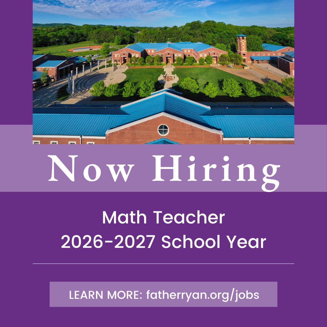 fatherryan's tweet photo. Father Ryan High School is currently seeking a Math Teacher for the 2026-2027 school year. If you or someone you know is interested in joining the Father Ryan staff, please find out more information. 

Learn more: https://t.co/wHEfcDY0Ar https://t.co/qrqEzev24B