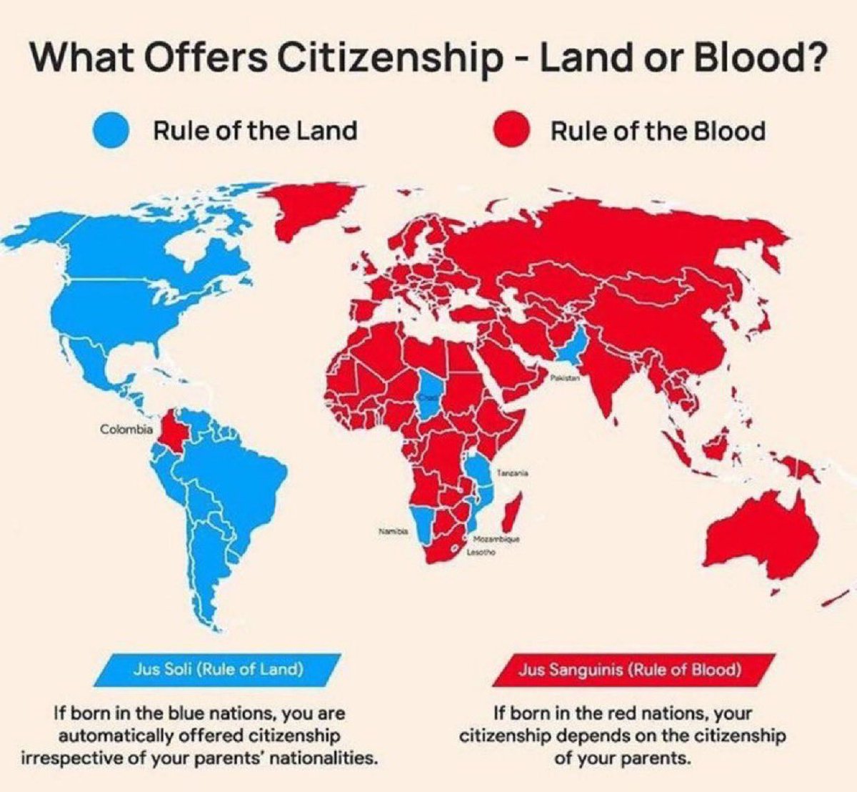 TheRabbitHole's tweet photo. Citizenship by Land vs Blood https://t.co/d7Vb9YM4WA