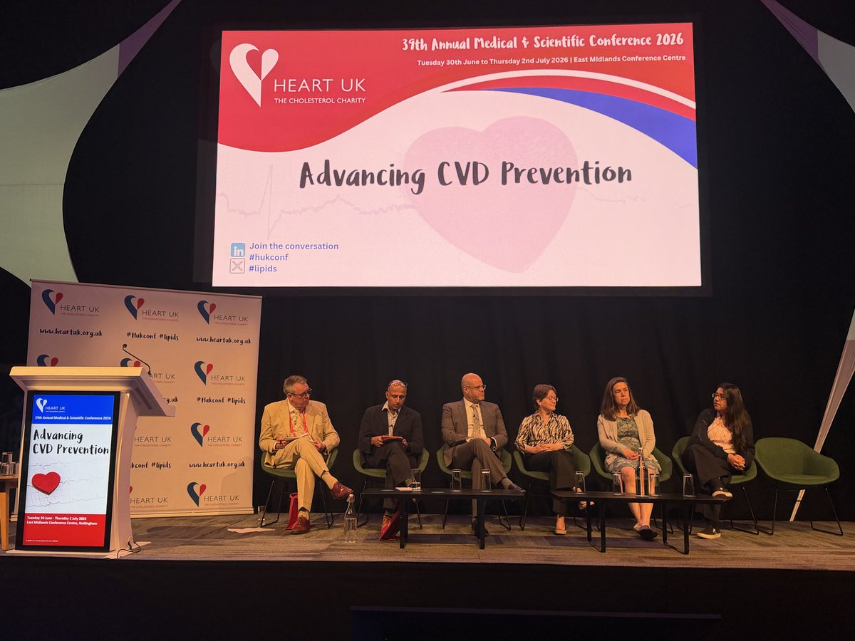 heartukcharity's tweet photo. Panel discussion: Learning across the four UK nations on CVD prevention

One of the strongest messages from today’s discussion was that no single profession can deliver cardiovascular prevention alone.

The panel highlighted how building stronger multidisciplinary teams can increase access to cholesterol testing and improve long-term management, with particular recognition of making better use of the expertise of nurses and pharmacists.

Some of the key takeaways:

📍 Reducing inequalities
Scotland’s CVD Risk Factors Toolkit has taken prevention into communities through initiatives such as community events and football grounds, identifying many people who may benefit from statins. The challenge now is how to keep those individuals engaged in long-term care.

📱 Digital platforms have an important role—but aren’t the whole answer
• Wales: Developing the NHS App as a single trusted source while recognising digital exclusion and ensuring human support remains central.
• Scotland: NHS Inform providing digital support for blood pressure and atrial fibrillation.
• Northern Ireland: My Care within the EPIC system supporting integrated care.
• England: Ongoing work to improve the NHS App experience, particularly for people living with multiple long-term conditions where separate disease-specific apps can fragment care.

💡 An interesting discussion centred on engaging younger people with familial hypercholesterolaemia (FH), particularly men in their 20s, where digital approaches may offer new opportunities.

Collaboration, integration and person-centred prevention were recurring themes throughout the discussion.

#HUKConf #CVDPrevention #Lipids #FamilialHypercholesterolaemia #PublicHealth #Nursing #Pharmacy