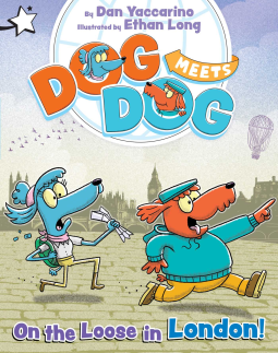 LoriTecler's tweet photo. In ON THE LOOSE IN LONDON by Dan Yaccarino w/art by Ethan Long, a pair of pup siblings head to London, each w/a different plan for how to explore the city’s famous sites, resulting in lots of chaos &amp; laughs for readers. Fun graphic novel style early chapter book! #kidlit https://t.co/iNDEZ6MJki