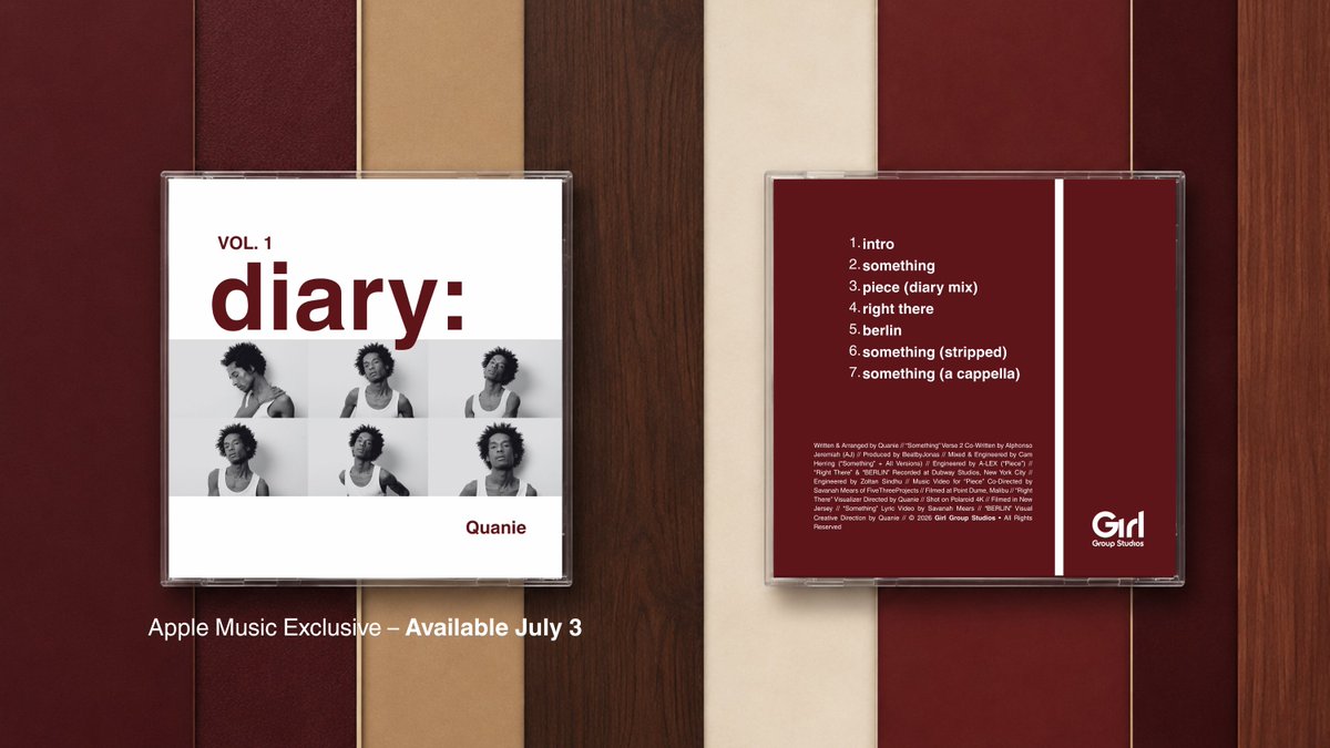 QuanieOfCourse's tweet photo. Diary [EP] arrives August 7.  

“Something (Stripped)” arrives exclusively on Apple Music July 3.  

Full story: https://t.co/E5xYjaHeqi https://t.co/gcNAQ8IakN