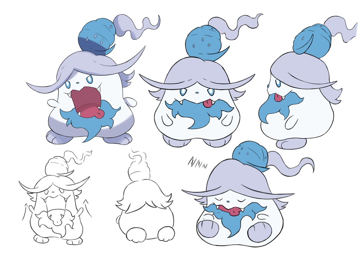 Yayo_art's tweet photo. Swirlix and Slurpuff regional form with concept art/reference sheet
Dragon type 
Based on chinese dragon beard candy

#pokemon #fakemon https://t.co/gq7IeqDOcJ