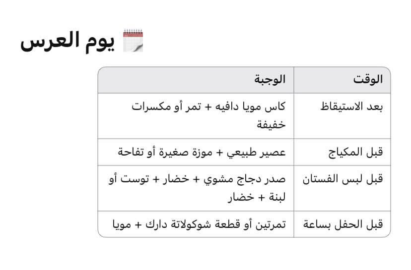 kz_v9i's tweet photo. احفظوه وأرسلوه للعرايس مهم ‼️

جدول اكل للعروس قبل الزواج ب ايام ضرورررري تلتزم فيه https://t.co/QyE5Bk4aki