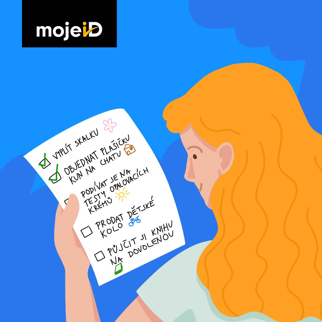 mojeID's tweet photo. A co máte na svém to-do listu vy? ☀️

Vyplít skalku online pravděpodobně nezvládnete. Spoustu jiných věcí ale ano.

MojeID vám usnadní přihlášení nejen ke službám státu, ale i k celé řadě dalších online služeb. 🔐
Podívejte se, kde všude můžete MojeID využít.
👉 https://t.co/AufmZaSNFM