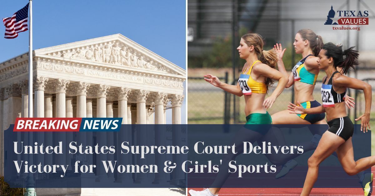 txvalues's tweet photo. 🎉 VICTORY! Today, the United States Supreme Court released a decision in two cases in favor of keeping men and boys out of women’s sports. 

“Today is a monumental day for women and girls in the United States. What the Supreme Court decided today was simply the truth. No woman or girl should have her victory in competition or her privacy in locker rooms be taken from her. Idaho started this bold fight in saving women’s sports and Texas will help them fight to the finish on Tuesday.” -@MECastlePolicy1, Director of Government Relations for Texas Values 

Read the full press release here: https://t.co/Tk9GcON3cP