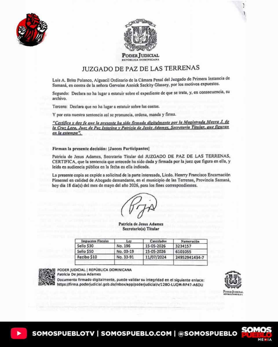 RDSomosPueblo's tweet photo. Un drama humano y animal se desarrolla ante la notificación de una sentencia que obliga a desalojar un santuario con más de 125 perros, 50 gatos, dos caballos y otras especies en riesgo, fijando como fecha límite el próximo 11 de julio. El refugio es sostenido a pulso por apenas dos personas que, desde el paso del huracán Fiona, han buscado terrenos y apoyo internacional sin éxito, costeando la alimentación, vacunación y esterilización de los rescatados principalmente con una pensión. El alcalde de Las Terrenas, Eduardo Esteban, tiene conocimiento formal de la situación desde el 22 de febrero de 2023, mientras que el Concejo Municipal conoció los detalles sobre las condiciones inhumanas e insalubres del lugar durante una sesión oficial celebrada el pasado 5 de marzo de 2025.

Ante el litigio judicial, el ayuntamiento correspondiente había solicitado formalmente al tribunal un plazo de seis meses con el objetivo de organizar un traslado digno para los animales desamparados. Sin embargo, dicho periodo de gracia venció el pasado 30 de abril y, hasta la fecha actual, las autoridades municipales no han ejecutado ninguna acción concreta. Esta inacción estatal está dejando a los encargados en una carrera contra el tiempo para evitar que decenas de especies terminen desamparadas en la vía pública al vencerse el límite legal establecido.

Los afectados manifestaron su profunda preocupación debido a que, tras el alcalde haberse comprometido públicamente en video a resolver la problemática, ahora no da la cara ante la comunidad. La denuncia toma mayor urgencia tras confirmarse que los encargados ya recibieron de manera oficial la notificación legal del desalojo. Con el reloj en contra, los protectores reiteran de manera contundente que no tienen la capacidad de abandonar a los animales en la calle y exigen una respuesta inmediata de las autoridades responsables.