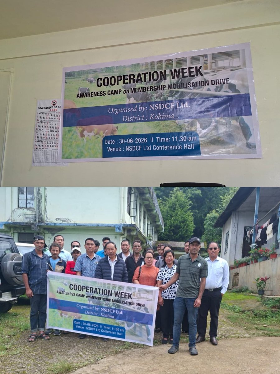 Ngl_Cooperation's tweet photo. As part of Cooperation Week 2026,Awareness Camps on Membership Mobilisation Drive were conducted across Nagaland in Kohima,Mokokchung, Chümoukedima and Niuland on 30th June 2026. 
#EmpoweringCooperatives
#CooperativeWeek2026
#SahkarSeSamriddhi
#SahkarSeSamriddhiKe5Saal
#ISahkar https://t.co/ZYeIFtlK2z