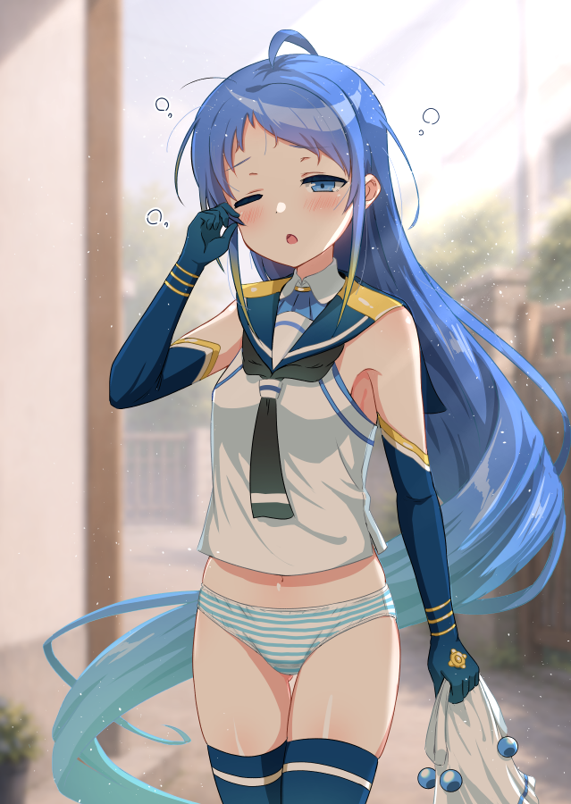 五月雨(艦これ) 「今月描いた絵は公開できるのが五月雨ちゃん1枚だけなので差分で水増ししちゃお」|ヨコシマのイラスト