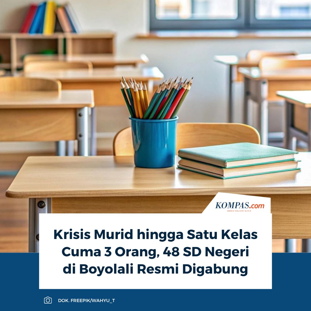 kompascom's tweet photo. Baca selengkapnya: https://t.co/qwhZASaf0q

Dinas Pendidikan dan Kebudayaan (Disdikbud) Kabupaten Boyolali, Jawa Tengah, resmi mengambil langkah tegas dengan menggabungkan (regrouping) 48 sekolah dasar (SD) negeri menjadi 24 sekolah saja.

~RK #murid #boyolali https://t.co/xrM5sn7LKU