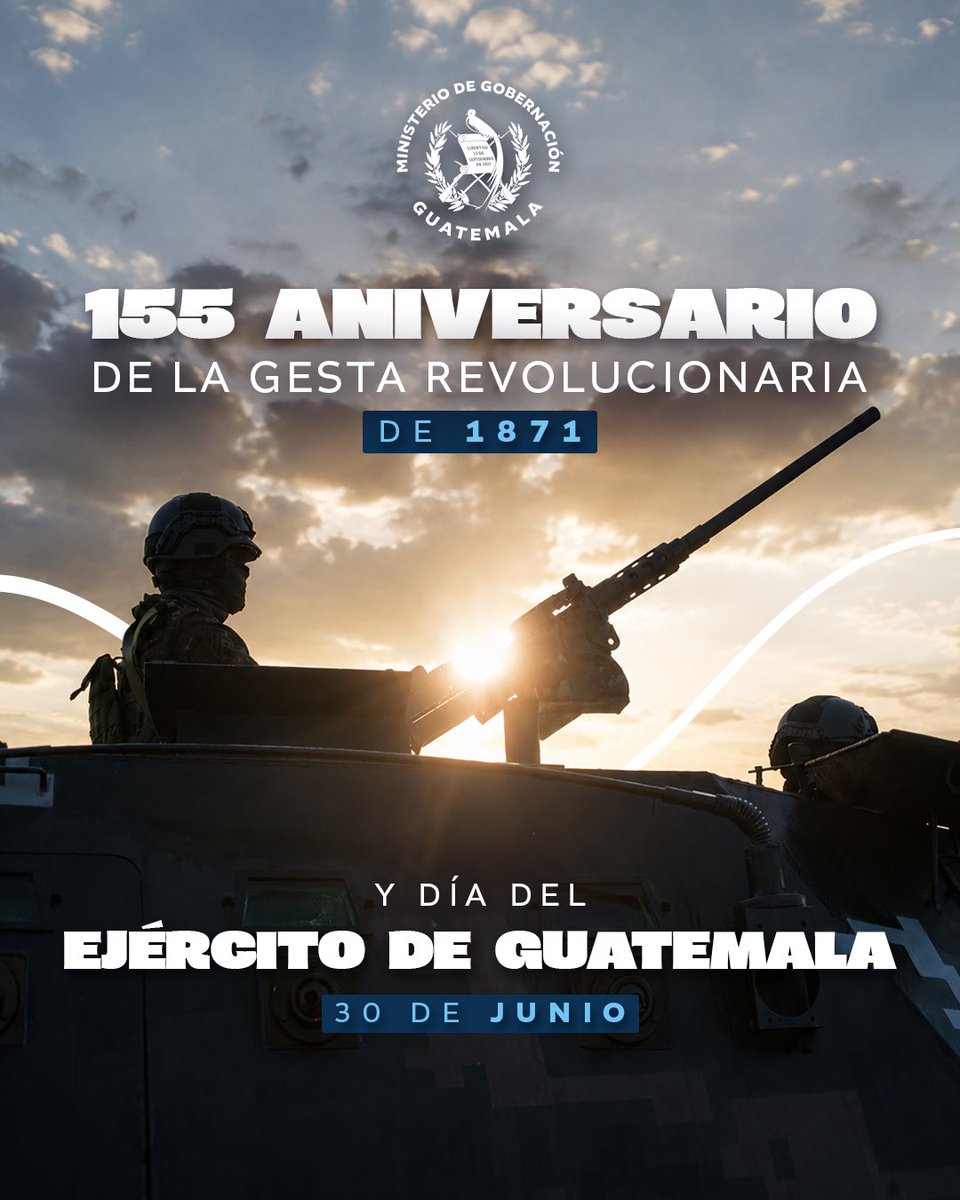mingobguate's tweet photo. Desde el Ministerio de Gobernación enviamos un cordial saludo a los integrantes de las fuerzas armadas por el 155.º Aniversario de la Gesta Revolucionaria de 1871 y el #DíaDelEjército. 🇬🇹🫡 https://t.co/E2tci4Vr3d