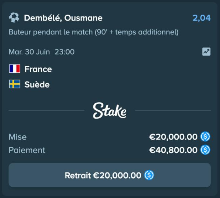loopooYT's tweet photo. J'ai parié 20 000€ sur Dembélé buteur pour 🇫🇷 France VS Suède 🇸🇪 en #CDM. S'il marque, j'offre 500€ à 1 personne parmi les likes. Tag 2 potes qui gagneront 100€ chacun avec toi. (Il faut me follow pour que je puisse vous DM.) https://t.co/rFx0lJQfOX