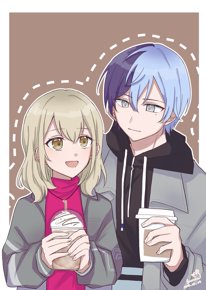 wa_kn06's tweet photo. 上半期の推しcp☕️🐹

合作させていただけたり漫画も描いたり今までよりもたくさん冬こはちゃんを出力できたのではないでしょうか……！
下半期は少しペース落ちますが引き続きよろしくお願いいたします♡ https://t.co/4lWiqi6KCv