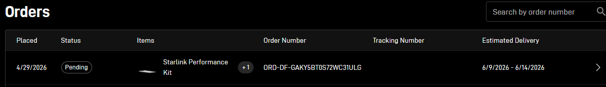 LwryderM's tweet photo. @Starlink  @elonmusk  Can someone tell me why an order placed on April 29th for a business has not even shipped?  Very disappointing https://t.co/4ZG13TEU2Y