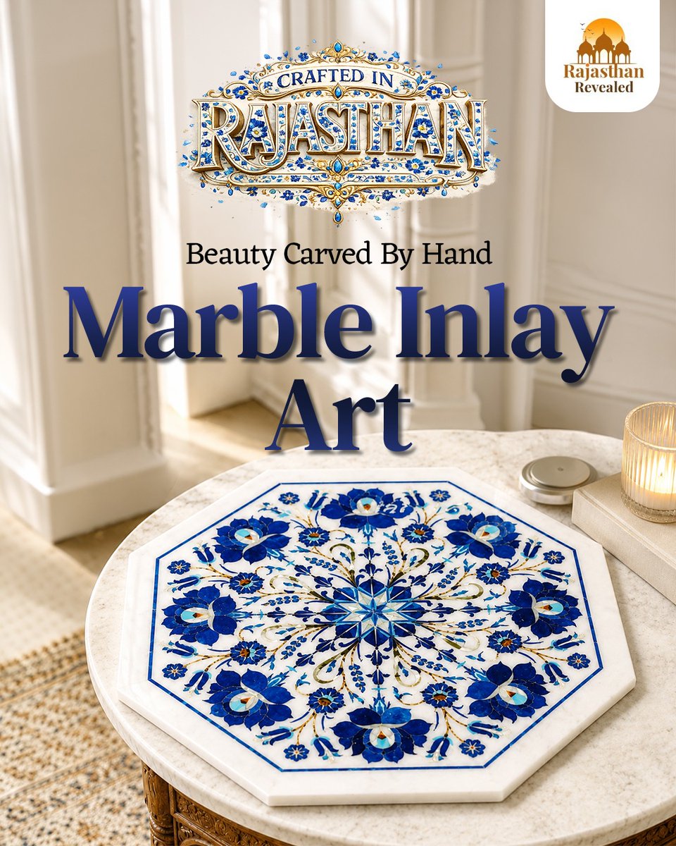 RajasthanReveal's tweet photo. Intricate craftsmanship and timeless beauty come together in Rajasthan's exquisite Marble Inlay Art.
#RajasthanRevealed #MarbleInlay #CraftedInRajasthan #Handmade #IndianArt #Heritage https://t.co/BAnoqSVrkM