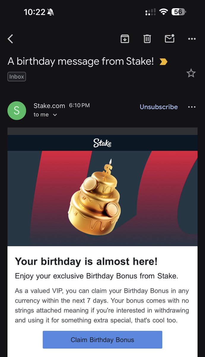 mingg697's tweet photo. Waited the whole day for someone to wish me a happy birthday. 
None of my friends did.  
Not even my family. 

At least someone remembered. Thanks @Stake https://t.co/Br07KLMvey