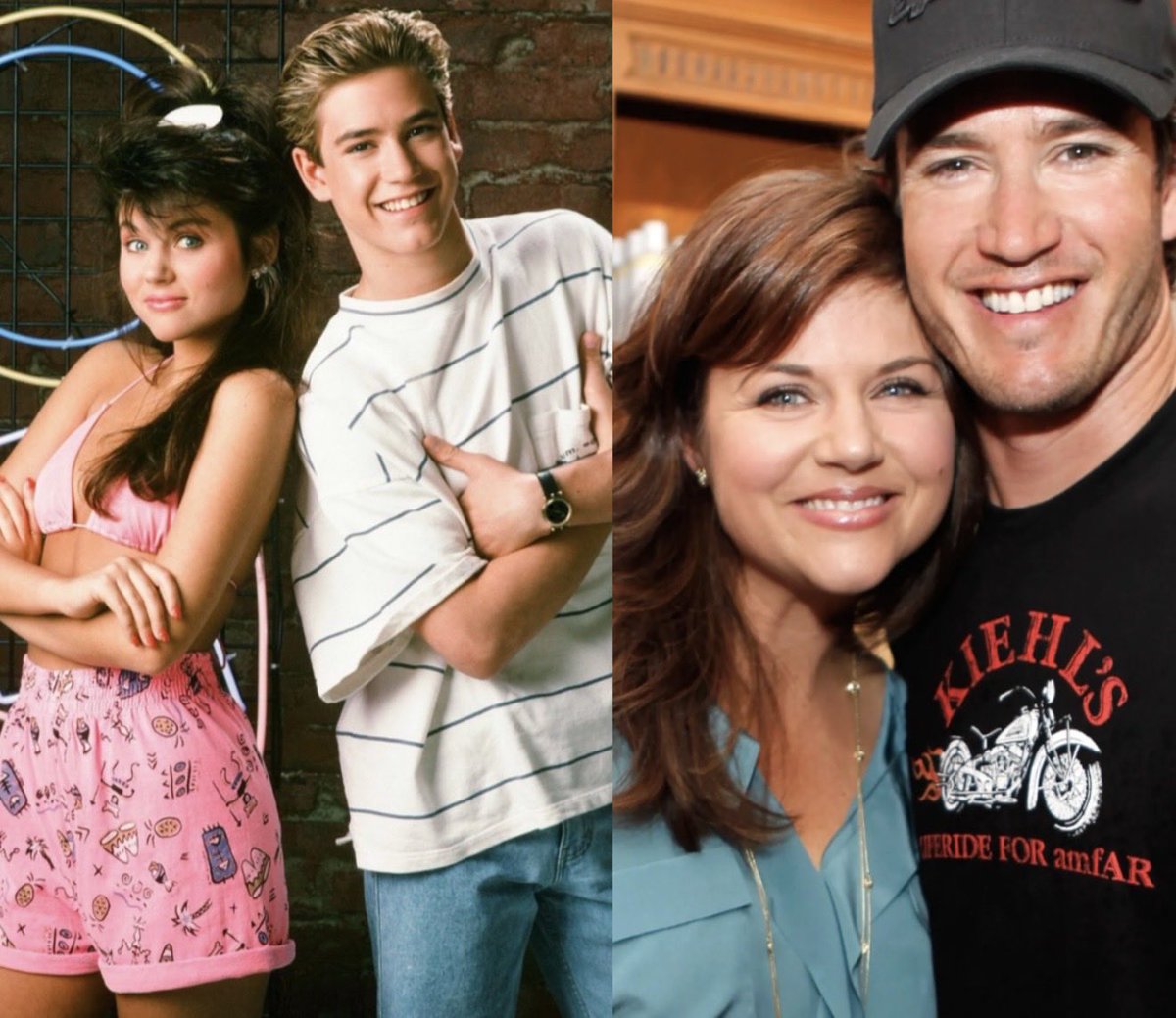 80sThen80sNow's tweet photo. Mark Paul Gosselaar (Now 52) and Tiffani Amber Thiessen (Now 52) Are Best Known to Us As Zack Morris and Kelly Kapowski on the TV Sitcom “Saved By the Bell.”  Sorry Slater But Both Remain Close Friends.  

Mark-Paul Has Four Children and Has Been Married to Catriona McGinn Since 2012 While Tiffani Has Two Children and Has Been Married to Brady Smith Since 2005. 

#savedbythebell #markpaulgosselaar #TiffaniAmberThiessen