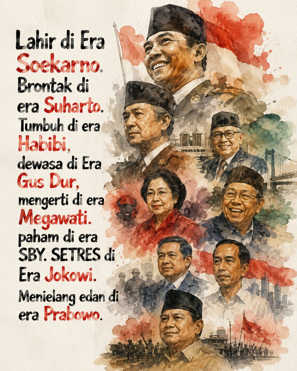 TotoRahardjo's tweet photo. Sudah melewati tujuh presiden. Yang paling melelahkan bukan pergantian kekuasaan, tetapi melihat bangsa ini terus mengulang kesalahan yang sama. https://t.co/sYn9kbcfMi
