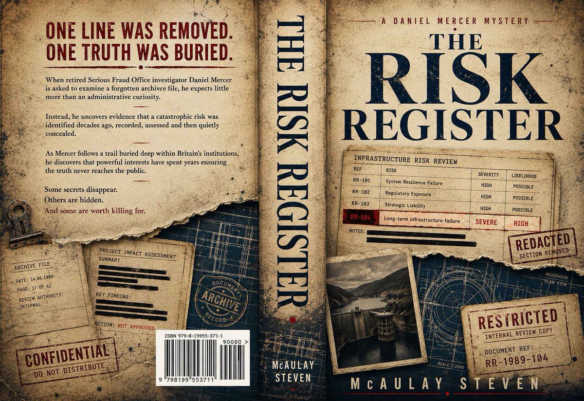 JASProfessional's tweet photo. How much is the truth worth, once you know what telling it will cost?

An archivist pulls one thread on an old scandal, and the people who manage the truth close ranks.

THE RISK REGISTER: a slow-burn British conspiracy thriller. https://t.co/acRtki8Kwj

#thrillerbooks #Book https://t.co/8muoQZsf0i