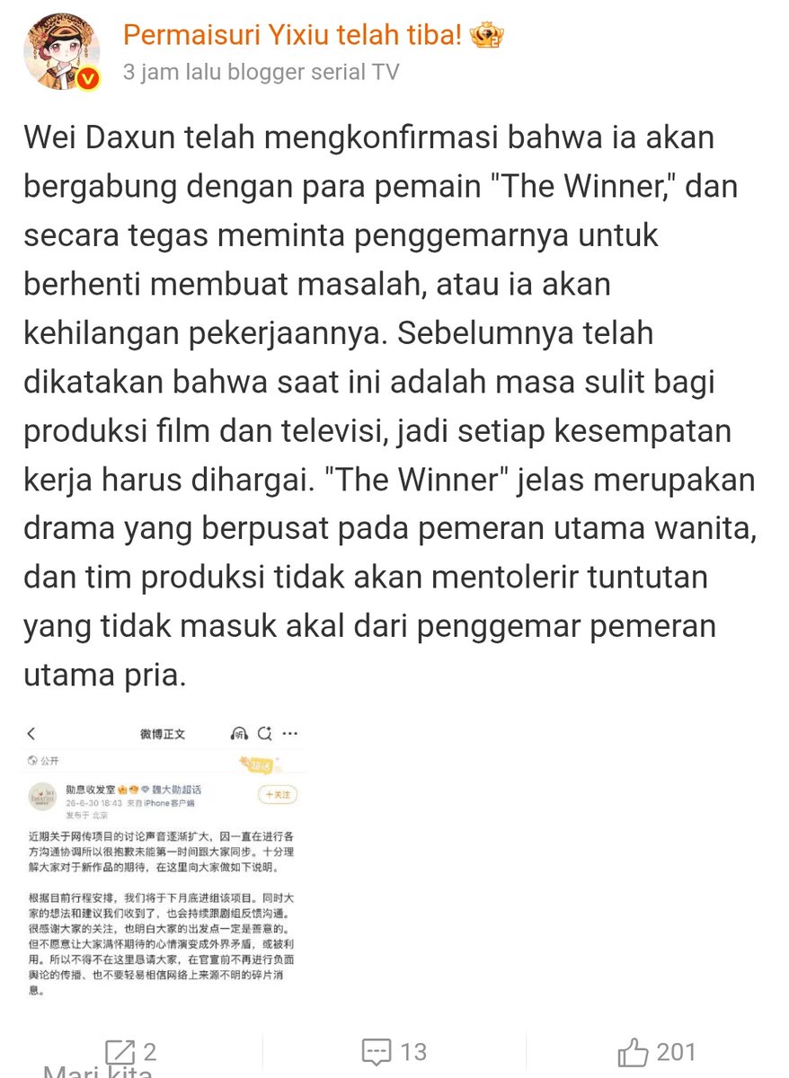 xiangjincaihua's tweet photo. Kuat-kuat ya fans xiwei menghadapi fans ML drama baru yg mau syuting inihh 🥳 https://t.co/ncPRQ5t8yn