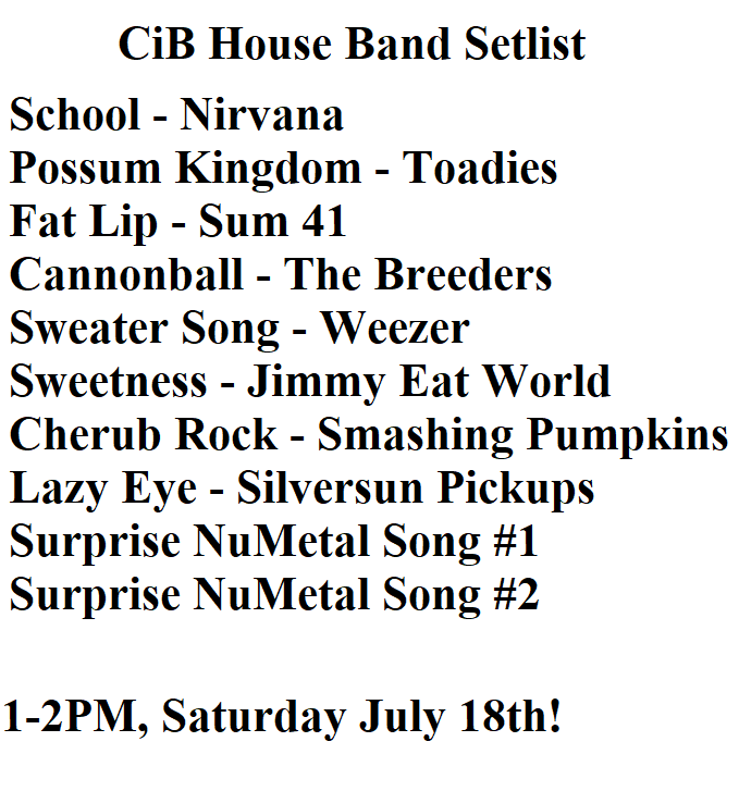 CompleteInBox's tweet photo. Get excited for the 15 year anniversary, Sat July 18th!

9 Music acts are booked for that day, including the CiB House band -- check out our setlist on the 2nd picture. Mark your calendars! https://t.co/wlOpDmLJKo