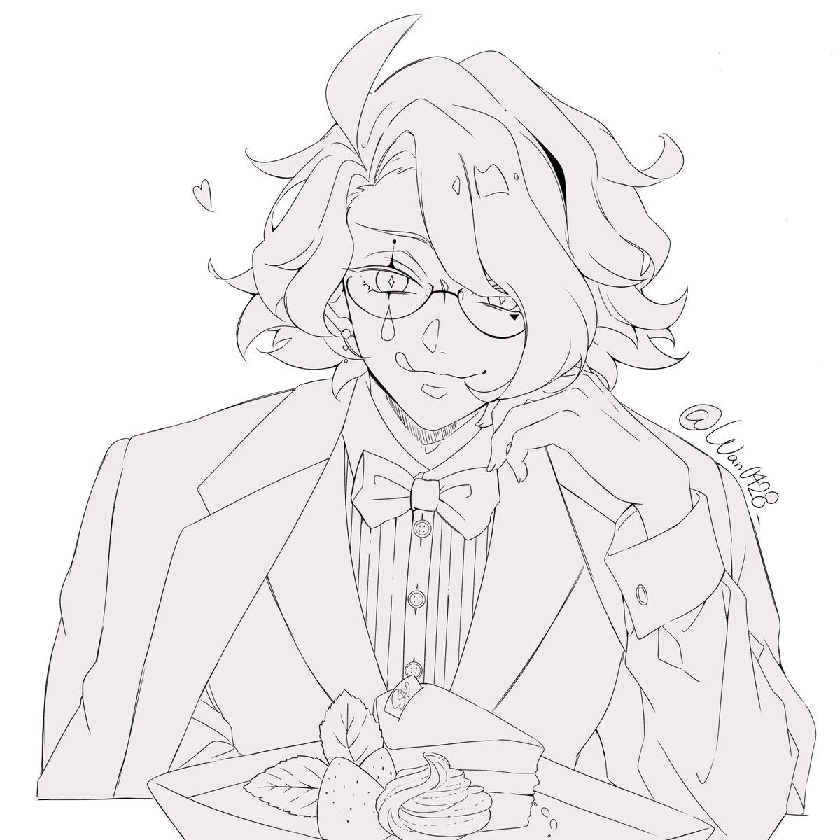 Wan0428_'s tweet photo. 帽子屋さんでスイパラパロ🫖
の下描き。
（前アカのキャラを下地にしてます）
※顔あり創作 https://t.co/pgWz18PAEj