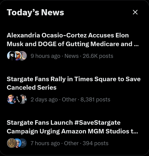 Daloony69's tweet photo. Now thats better took most the day to starting seeing more SG stuffs  but hmm OK my plan kinda worked #savestargate https://t.co/blcKJYMlQY