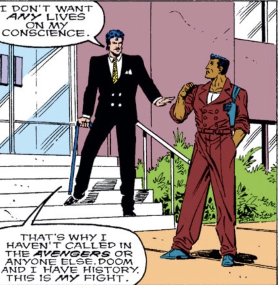 DailyDoomtony's tweet photo. “That’s why I haven’t called in the Avengers or anyone else. Doom and I have history. This is my fight.” https://t.co/irKl5K7RaY