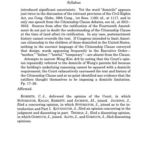 greg_price11's tweet photo. BREAKING: The Supreme Court has ruled that the children of illegal aliens and foreign nationals born in the U.S. count as American citizens.

Roberts and Barrett joined all the liberals.

Disgusting. https://t.co/FStIm0J3R3