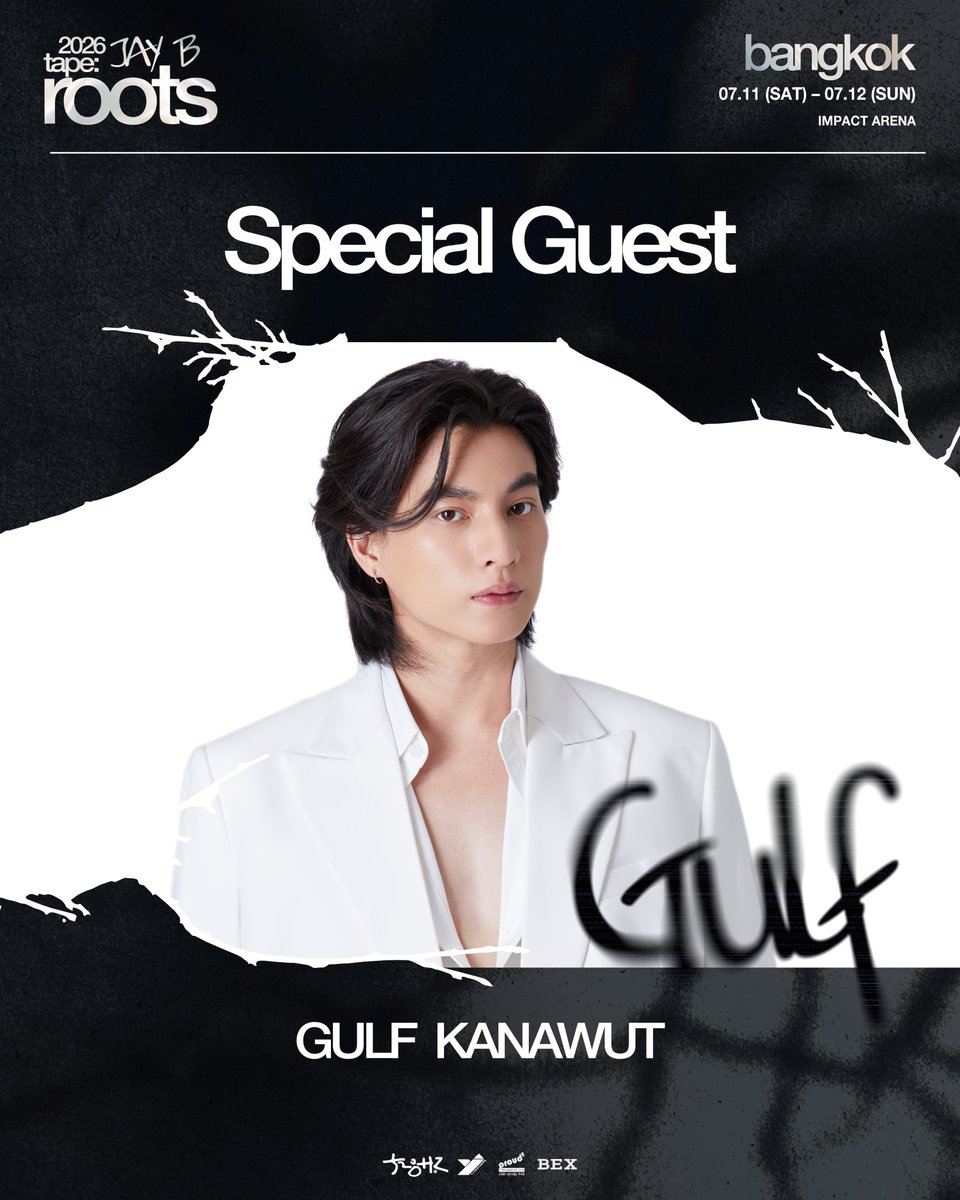 BEX_Concert's tweet photo. เปิดตัวแขกรับเชิญสุดพิเศษ @gulfkanawut 💖ที่จะมาร่วมแจมใน 2026 JAY B tape: roots bangkok
เพื่อเติมเต็มค่ำคืนนี้ให้พิเศษยิ่งกว่าที่เคย!! งานนี้บอกเลยว่าห้ามพลาด!! เตรียมพบกับพลังความสนุกที่พร้อมจะมาเสิร์ฟให้ชาวอากาเซ่ทุกคนได้สัมผัสไปพร้อม ๆ กัน ✊🏻💌

—------------------------

Welcoming our special guest, Gulf Kanawut💖, who will be joining the stage for 2026 JAY B tape: roots bangkok.
To make this night more exquisite and unforgettable than ever, this is one event you absolutely cannot miss!! Prepare yourself for the vibrant energy we are about to serve to all Ahgases. Let’s experience it together.✊🏻💌

2026 JAY B tape: roots bangkok
🗓️ 07.11 (SAT) - 07.12 (SUN) 
⏰ 6PM
📍 IMPACT ARENA

#JAYB
#2026tape_roots_bangkok
#528Hz #YJPARTNERS #BEX
#GulfKanawut