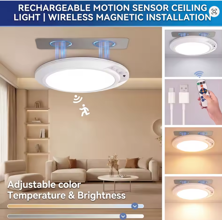 Gar4geS4LESCL's tweet photo. Vendo, Luz LED de Techo Inteligente con Sensor de Movimiento – Recargable + Control Remoto Ilumina cualquier espacio de forma práctica y moderna con esta lámpara LED de techo recargable, ideal para pasillos, closets, baños, bodegas, piezas y entradas. https://t.co/T7hzPXhRNz