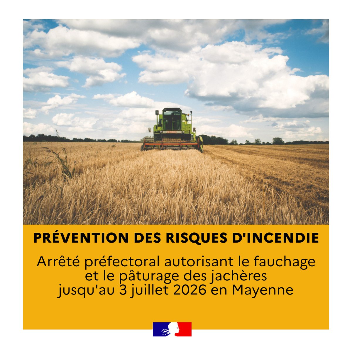 Image de Préfète de la Mayenne - #Sécheresse #Prévention #Incendie 🔥
📢 Autorisation temporaire de fauchage et/ou de pâturage des j