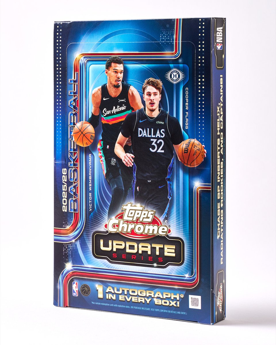 Topps's tweet photo. OFFICIAL: Victor Wembanyama &amp; Cooper Flagg grace the cover of Topps Chrome Update Basketball!

Pre-order on July 7. https://t.co/6534r7oegD
