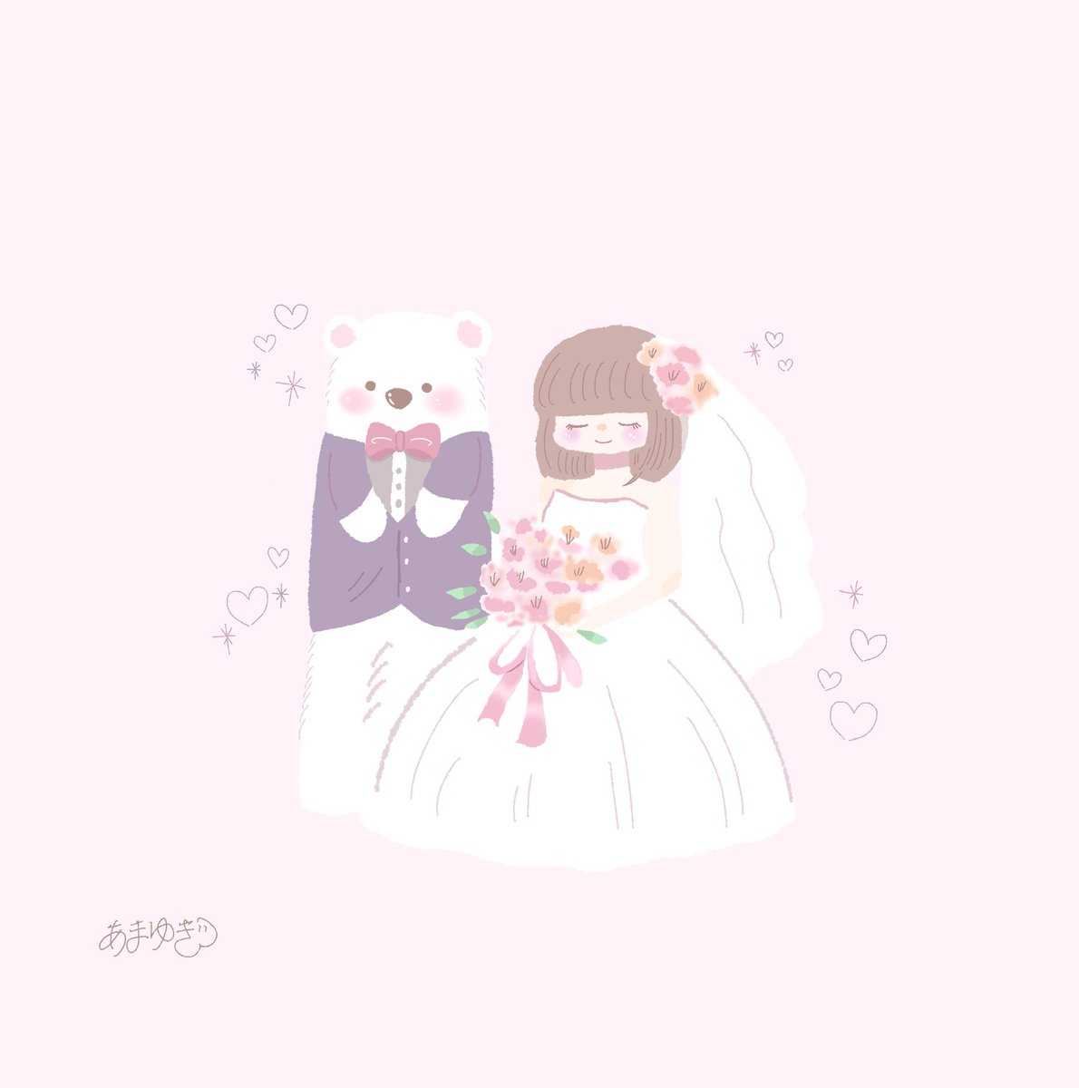 yuki_snow0707's tweet photo. ジューンブライド💐💍
お顔を少し変えたので上げ直しをします🤍6月ありがとう。

あまゆきの同い歳も結婚の報告があったり、身近でもジューンブライドを感じました。💐(？)
あまゆきは、頑張り中です。笑

 #イラスト #illustration #ゆるいイラスト #絵柄が好みって人にフォローされたい https://t.co/70S0lqyhNg