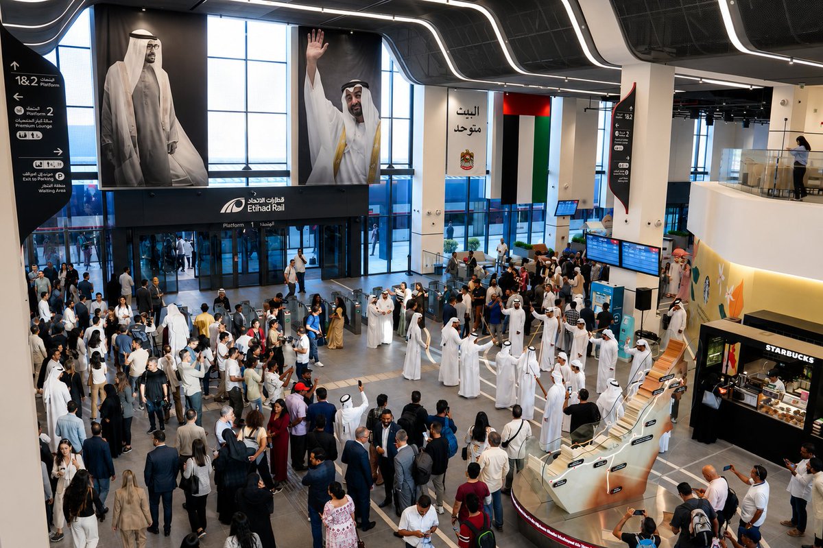 Etihad_Rail's tweet photo. من الفجيرة إلى أبوظبي.. بكل فخر، نعلن اليوم انطلاق أولى رحلات قطار الركاب في دولة الإمارات، التي تشكّل مرحلة جديدة في منظومة النقل العام المتكاملة.

ومع بدء التشغيل التمهيدي، تقدم قطارات الاتحاد تجربة تنقل حديثة تجمع بين الراحة، والموثوقية، والأمان، وتتكامل بسلاسة مع شبكة النقل العام، بما يسهّل التنقل بين الوجهات ويمنح الركاب رحلة متكاملة.

بداية جديدة… ستقرب المسافات، وتربط المجتمعات، وترسم ملامح مستقبل التنقل في دولة الإمارات.