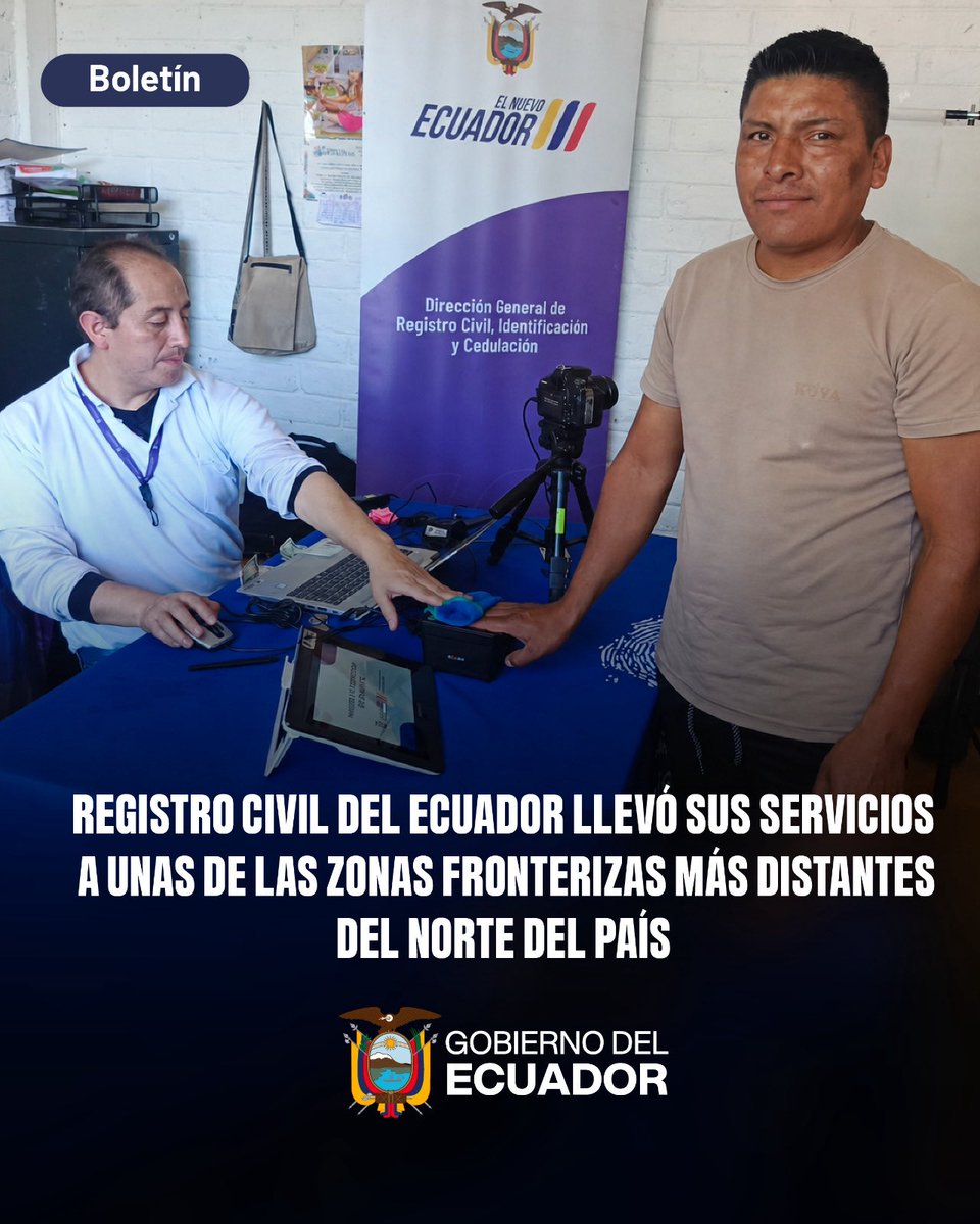 RegistroCivilec's tweet photo. ¡Llevamos el Registro Civil hasta El Chical, Carchi! 🇪🇨 

Nuestras #BrigadasMóviles🚛atendieron a 60 ciudadanos, con los servicios de cedulación, inscripciones de nacimiento y emisión de certificados. 

Te lo contamos: https://t.co/I2vEi6CnyM https://t.co/UtJBoYGO0k