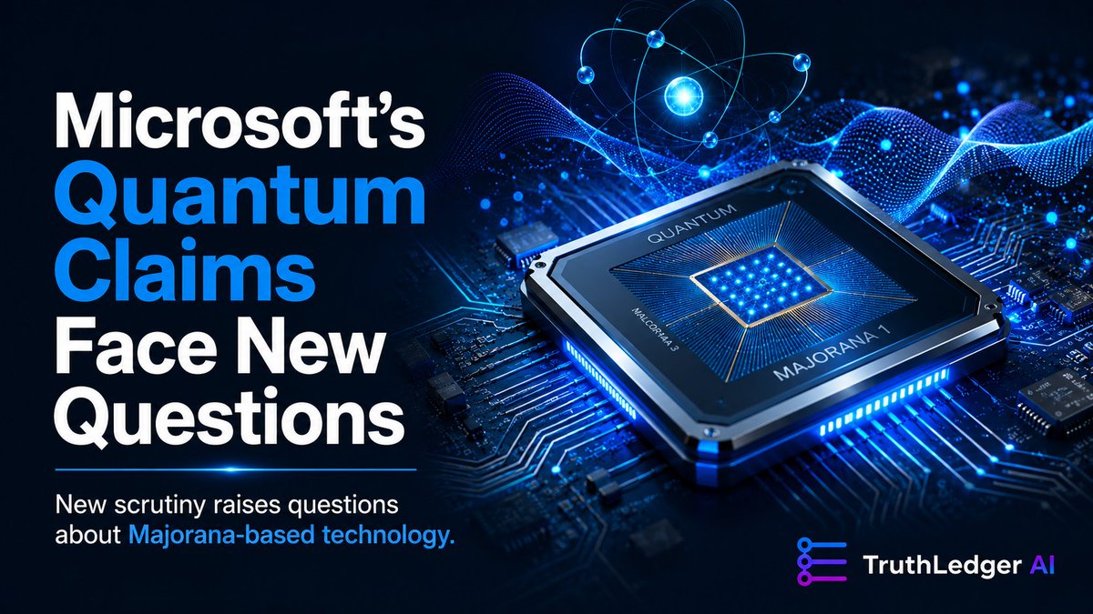 RichardMaris1's tweet photo. Microsoft's quantum computing ambitions are facing renewed scientific scrutiny.

A newly published peer-reviewed critique questions whether Microsoft's experimental data conclusively demonstrates the Majorana-based physics needed for its topological qubit approach.

Microsoft strongly disagrees and says its quantum roadmap remains on track.

This isn't unusual for frontier science.

Breakthrough claims should be challenged. That's how science advances.

Whether Microsoft ultimately proves its critics right or wrong, one thing is becoming clear:

The quantum race is accelerating—and the stakes couldn't be higher.

The first company to build a fault-tolerant quantum computer could reshape AI, medicine, materials science, logistics, finance, and cybersecurity.

This story is worth watching.

#AI #Microsoft  #Quantum #Technology #TruthLedgerAI