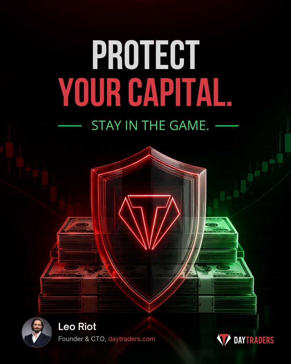 leoriot's tweet photo. Your #1 job as a trader? Protect your capital.

Trading isn’t about making money. it’s about not losing it.

Here’s how to protect your capital:
1. Set stop-losses: Never trade without a safety net.
2. Limit your risk: Stick to the 1% rule.
3. Avoid overleveraging: Don’t risk more than your account can handle.

If you lose your capital, you lose the ability to trade. Protect it at all costs.

#ProtectYourCapital #RiskManagement #DT #FuturesTrading #DayTradingTips #TraderDiscipline #DayTraders #leoriot