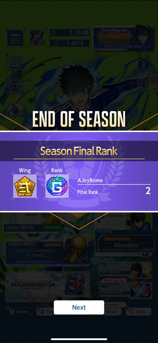 AJeyRome's tweet photo. I was so close!!! 😭
Well the first one got an insane trained power probably some spender who got the supports and dups lol.
Nevertheless I’m pretty happy for this one. The weeks of training and a bit of luck as a f2p finally got rewarded. ❤️
#BlueLockPWC
#ブルーロックPWC https://t.co/ZmPDmK0ESw