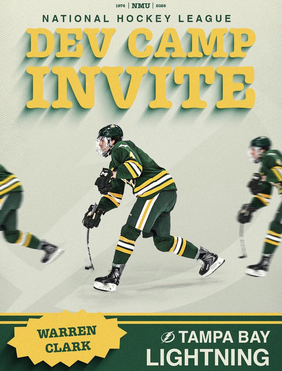 austingrahamup's tweet photo. 3 current Wildcats have been invited to NHL Development Camps. #Lightning invited their Draft Pick Warren Clark, #Flames invited Oliver Auyeng-Aston, and #LGRW invited Salvatore Viviano

#NMUHockey #NMUWildcats #WildcatHockey #NHL https://t.co/q8BgljHALV