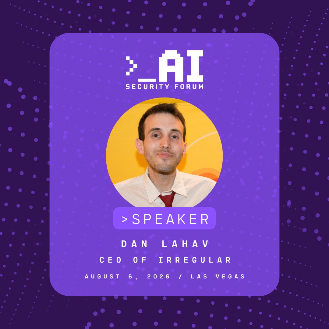 AISecurityForum's tweet photo. We are excited to announce that @dan_lahav will be joining us as a speaker for the AI Security Forum in Vegas! 🙌

Dan Lahav is the Co-Founder and CEO of @Irregular, a frontier AI security lab, that works directly with OpenAI, Anthropic, Google DeepMind, and sovereign governments to test and secure advanced AI models before release. 

If you're interested in attending, apply here ➡️ https://t.co/8WtKTIjqsp

#AISecurityForum
#InfoSec
#AISecurity