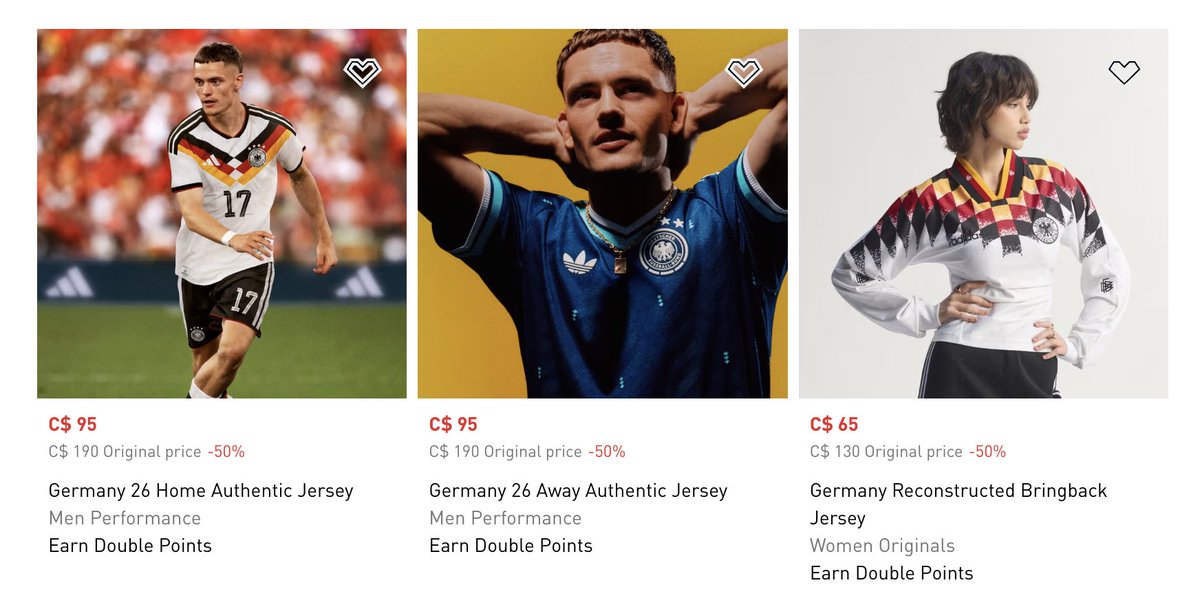 gooner_sensible's tweet photo. Germany knocked out, @adidasfootball  puts all their kits at 50% sale 😭 https://t.co/A73F7e0Ezf