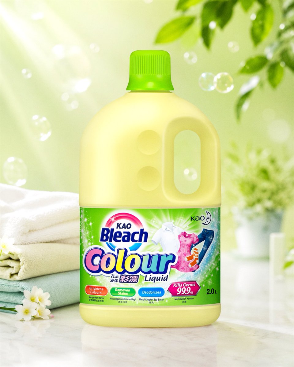 VestradeMV's tweet photo. Kao Bleach Colour 🌼

✔️ Safe for coloured &amp; white clothes
✔️ Brightens colours
✔️ Removes stubborn stains
✔️ Deodorizes &amp; kills germs
✔️ Fresh floral fragrance https://t.co/KDxGqbz4j1