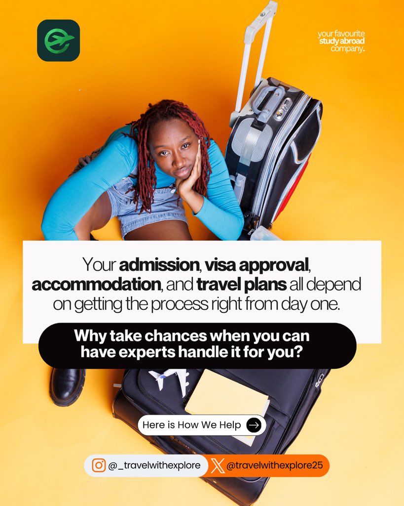 TravelWExplore_'s tweet photo. Every day you wait is one step closer to missing your intake.
Secure your admission, visa, and travel plans with experts who get it right the first time.
📲 Book your consultation today before it’s too late.
#StudyAbroad #StudyVisa #AdmissionsOpen #VisaSuccess https://t.co/vIyvh2InNL