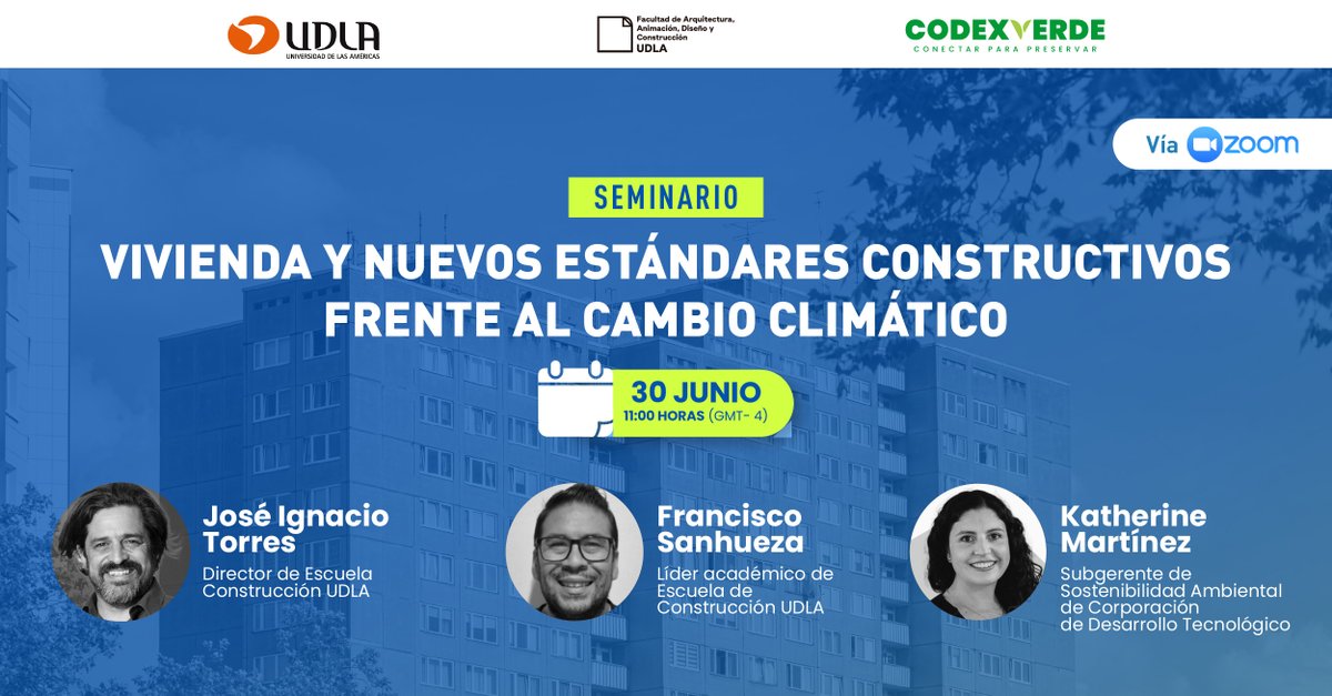 CodeXverde's tweet photo. ¡¡Es hoy!! 📢📢📢

🏡¿Cómo deben evolucionar las viviendas en Chile frente al cambio climático?  Te invitamos a este seminario online donde abordaremos confort térmico, eficiencia energética, resiliencia y nuevas normativas  

Conéctate aquí 👉https://t.co/SiEYnj6Nto https://t.co/QnJGdjTJGW