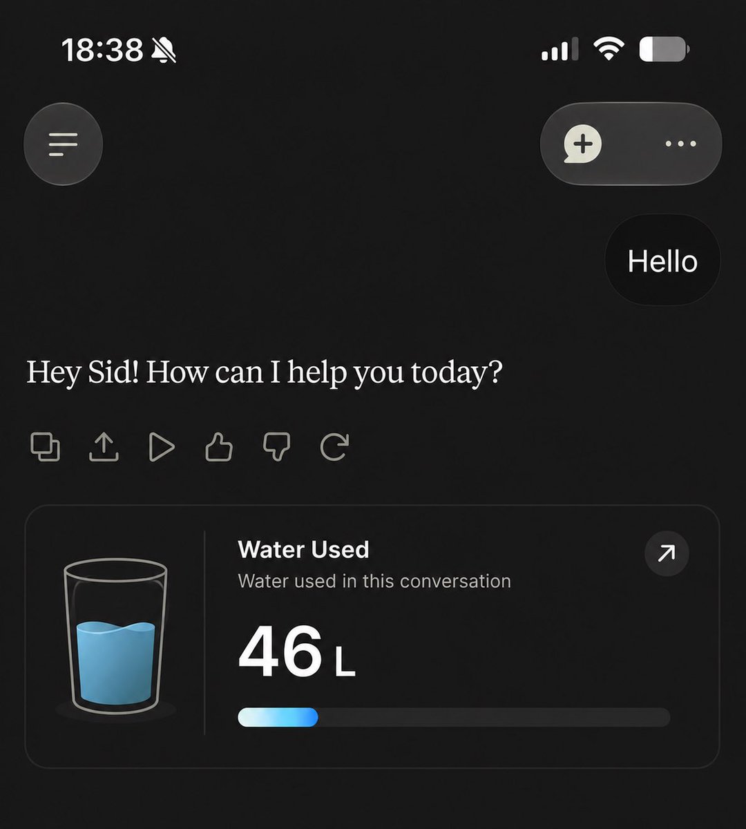 immasiddx's tweet photo. Imagine if Claude showed us the amount of water used per prompt. 😭 https://t.co/dF5Z4EAbI5